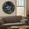 Oh Holy Night 12" Christmas Wreath Sign Centerpiece, Flat Round Metal Plate - For Craft Accents and Decorations (Holy Night - Navy Blue, Gold, White, 12" Dia)